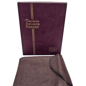Ronson Twentycase Lighter Presentation Box and Pouch Burgundy Velvet